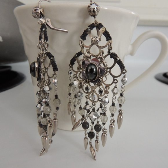 Beautiful pendant earrings, with onyx - Picture 3 of 5